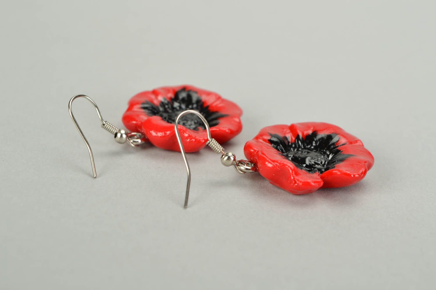 Polymer clay earrings Poppies photo 4
