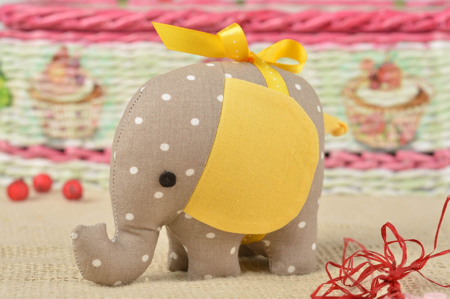 Handmade designer toy stylish decorative elephant unusual grey textile toy photo 1