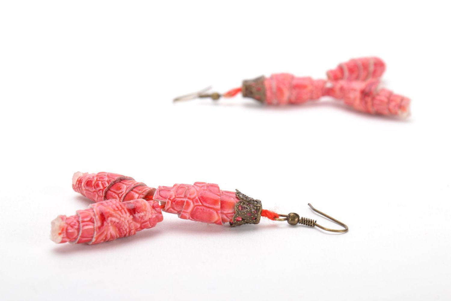 Long earrings made of artificial leather photo 4