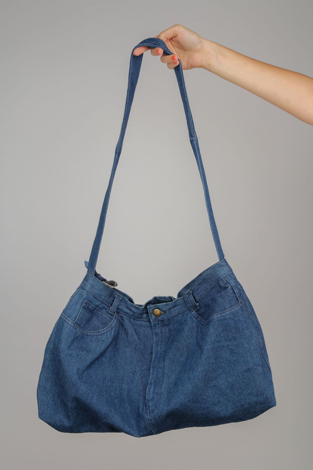 Borsa originale di jeans fatta a mano borsetta bella accessorio da ragazza foto 3