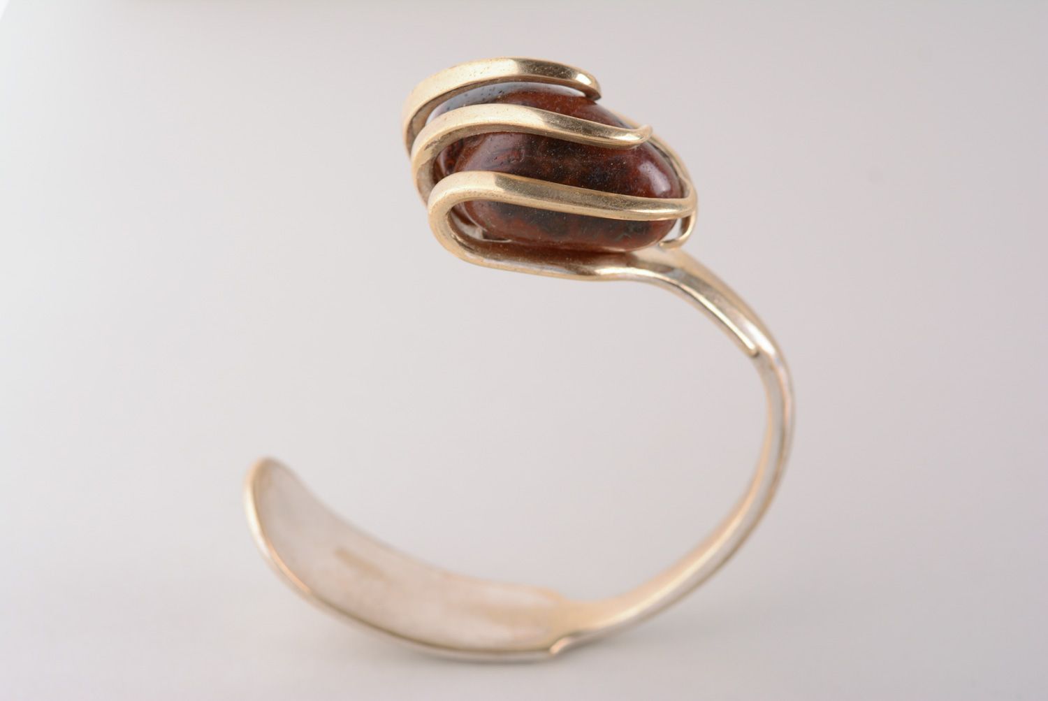 Bracelet en cupronickel métallique avec pierre naturelle fait main pour femme photo 5