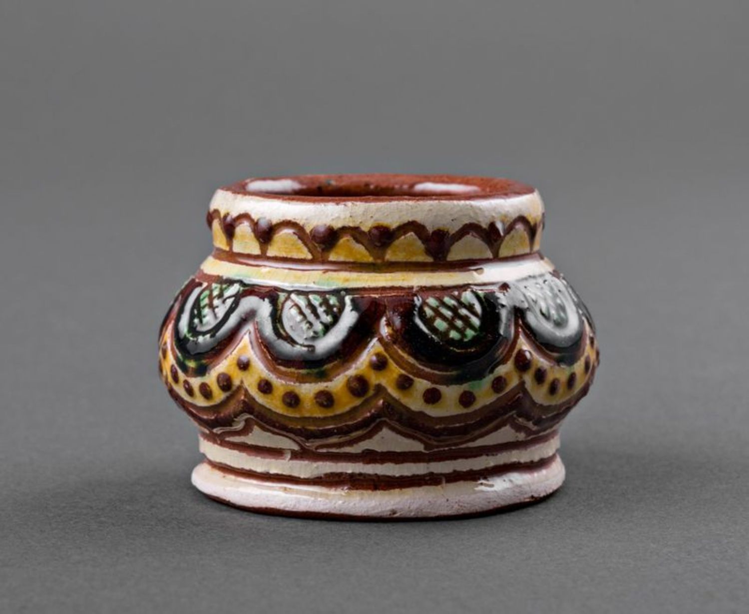 Миниатюрная сувенирная вазочка из глины фото 3