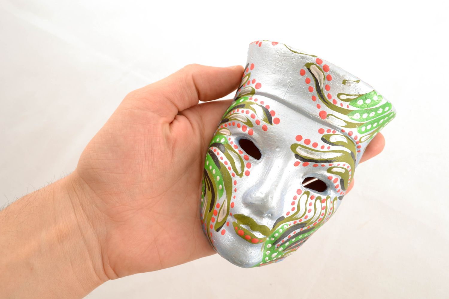 Maschera di carnevale fatta a mano in ceramica decorazione da parete originale foto 1