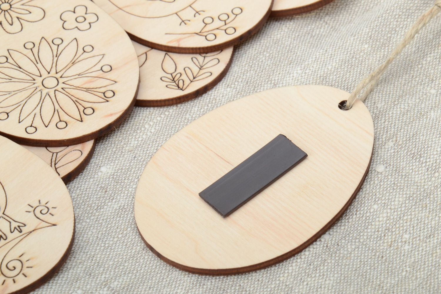 Set of homemade plywood blank pendants fridge magnets 7 items photo 5