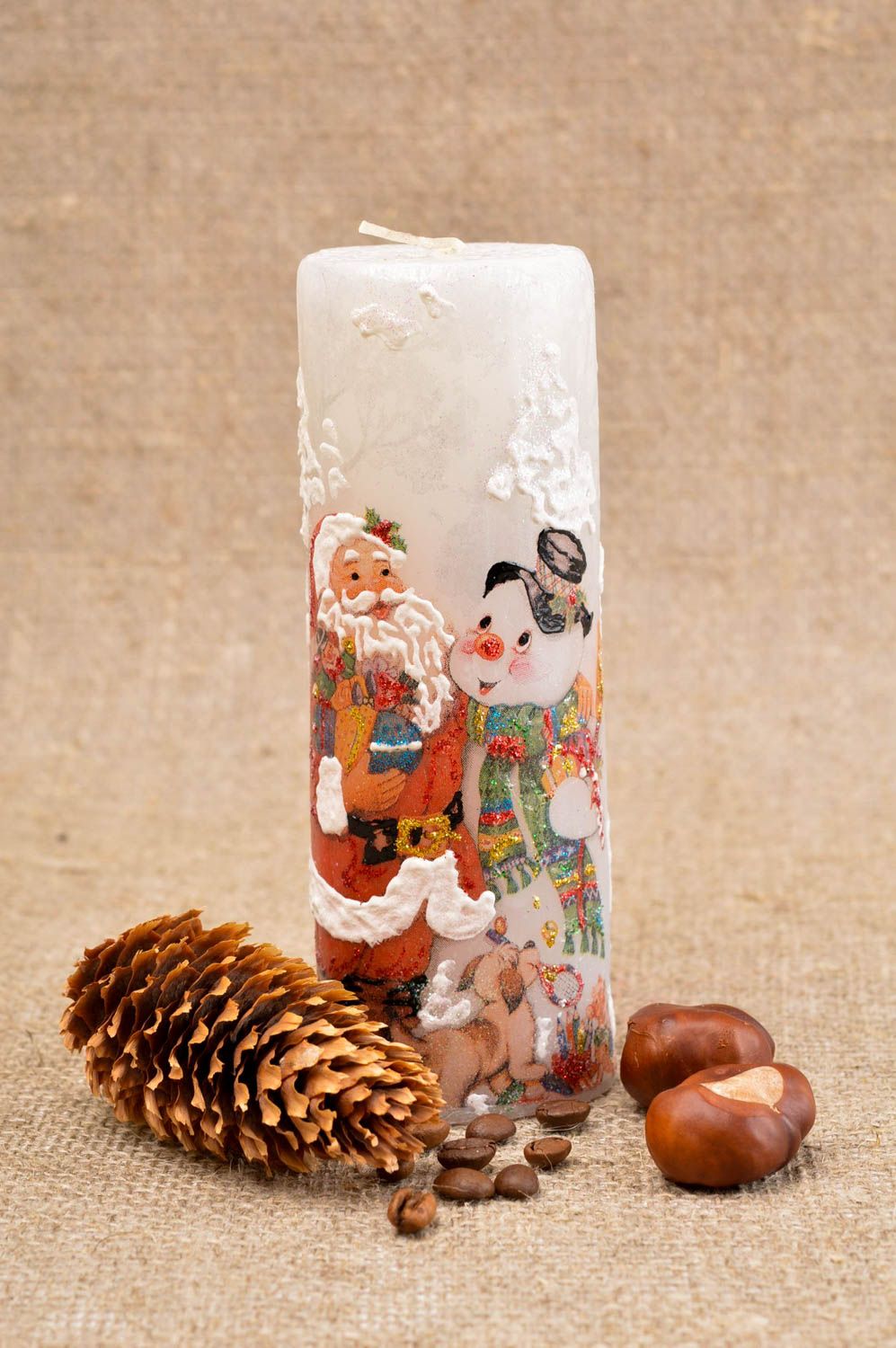 Vela de parafina artesanal elemento decorativo navideño regalo original foto 1