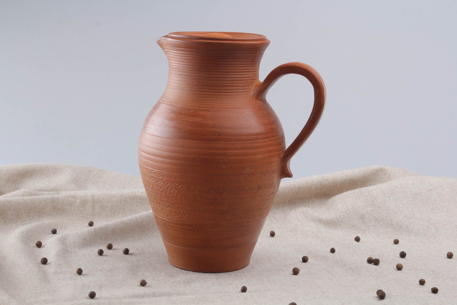 Jarro de argila feito à mão com tampa louça de cerâmica decorativa artesanal foto 5