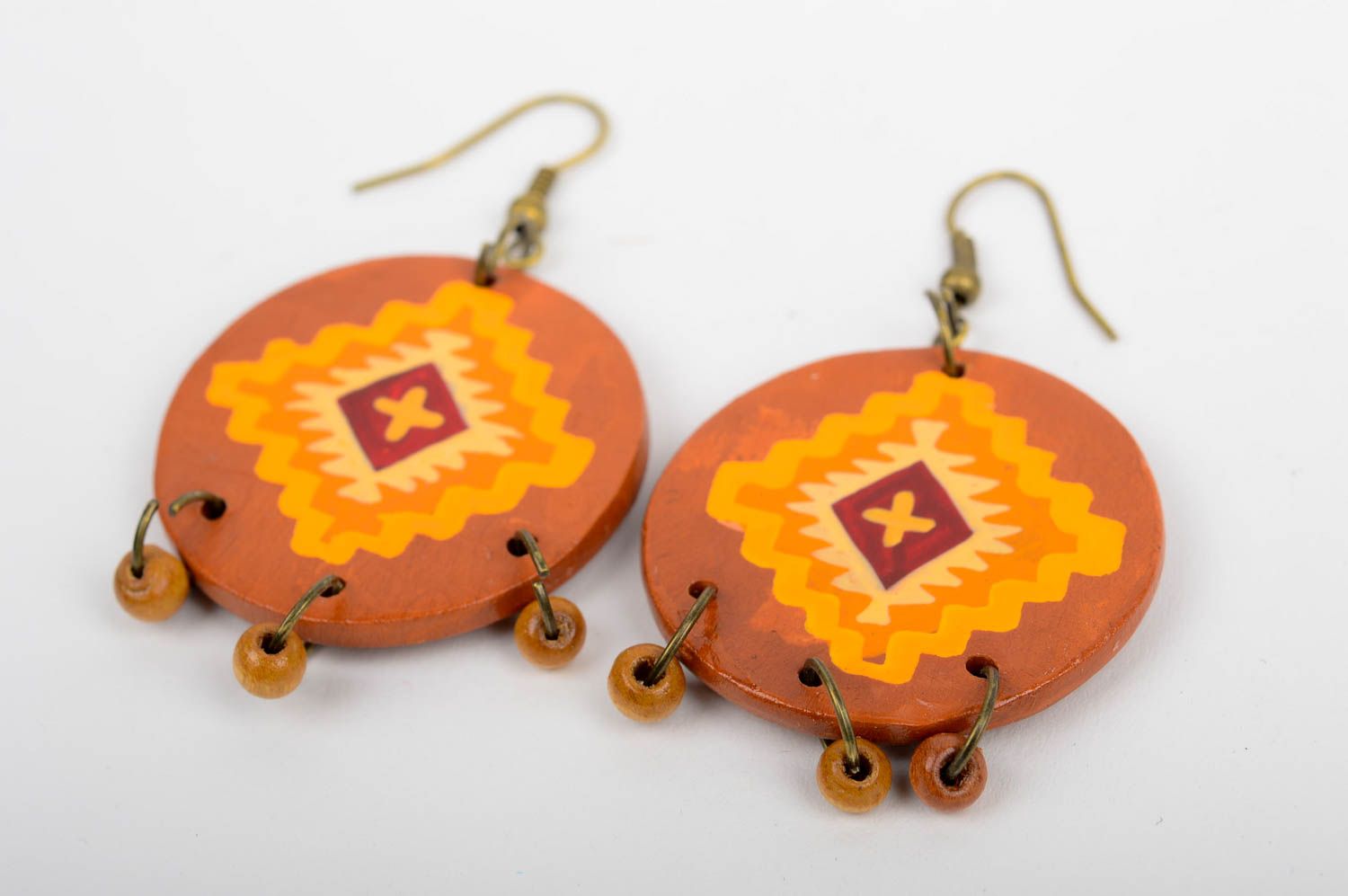 Handmade accessories unusual earrings ceramic round-shaped earrings women gift photo 4