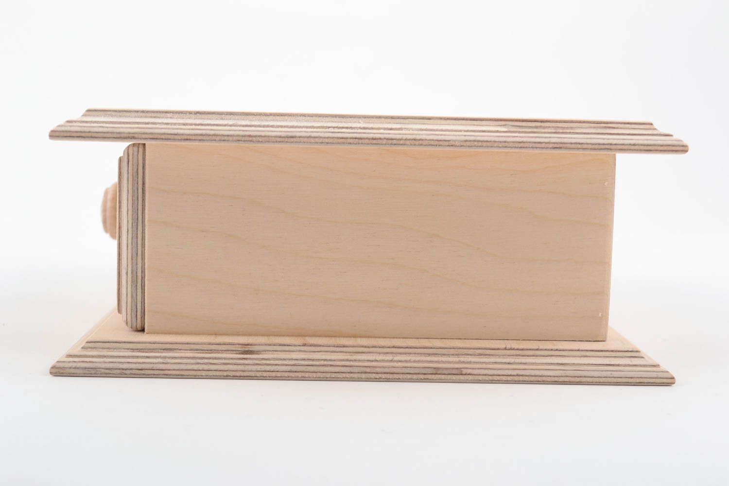 Boîte carrée en bois brut à tiroir pour peinture ou serviettage faite main photo 4