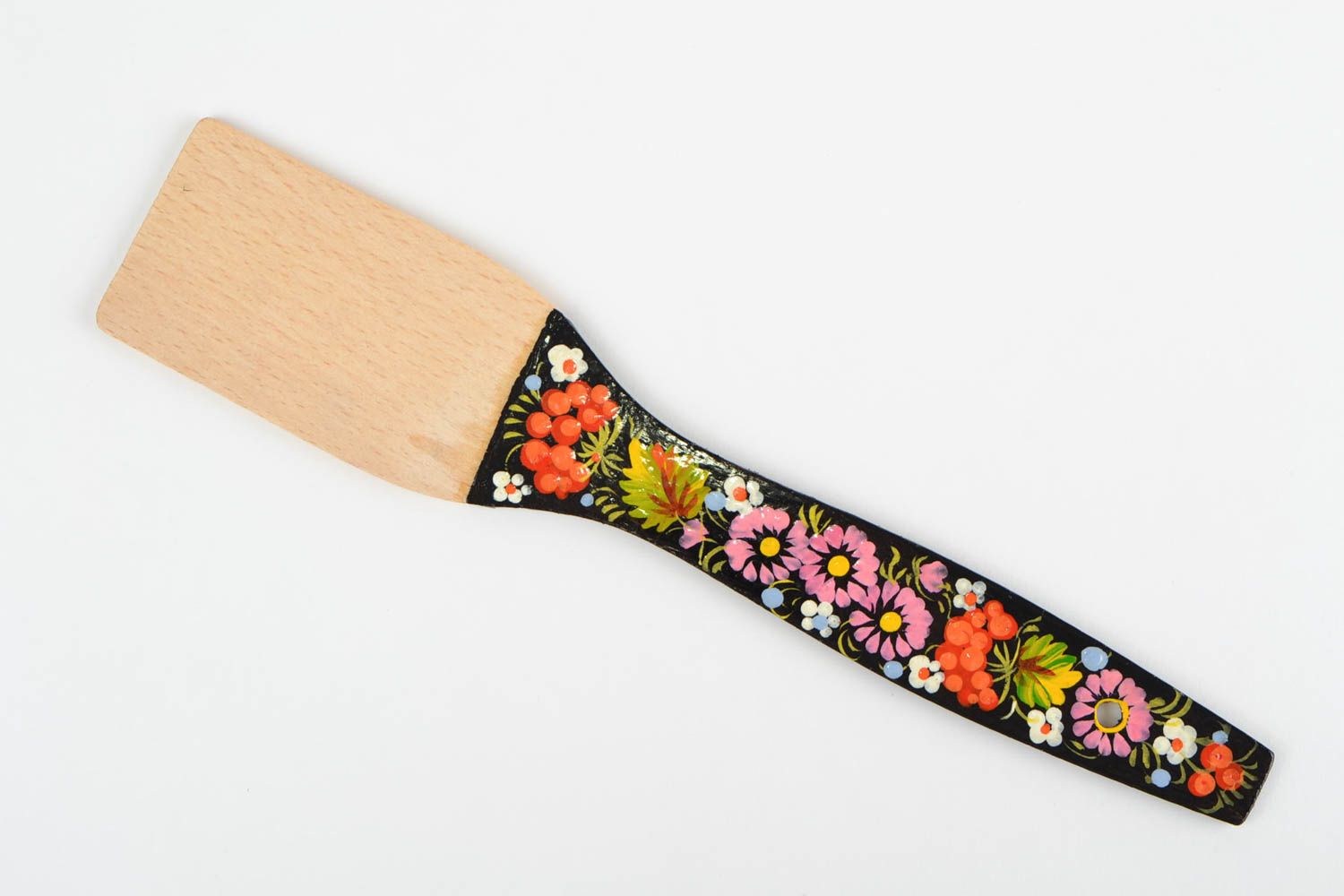 Натуральная деревянная лопатка с Петриковской росписью ручной работы Цветы фото 5