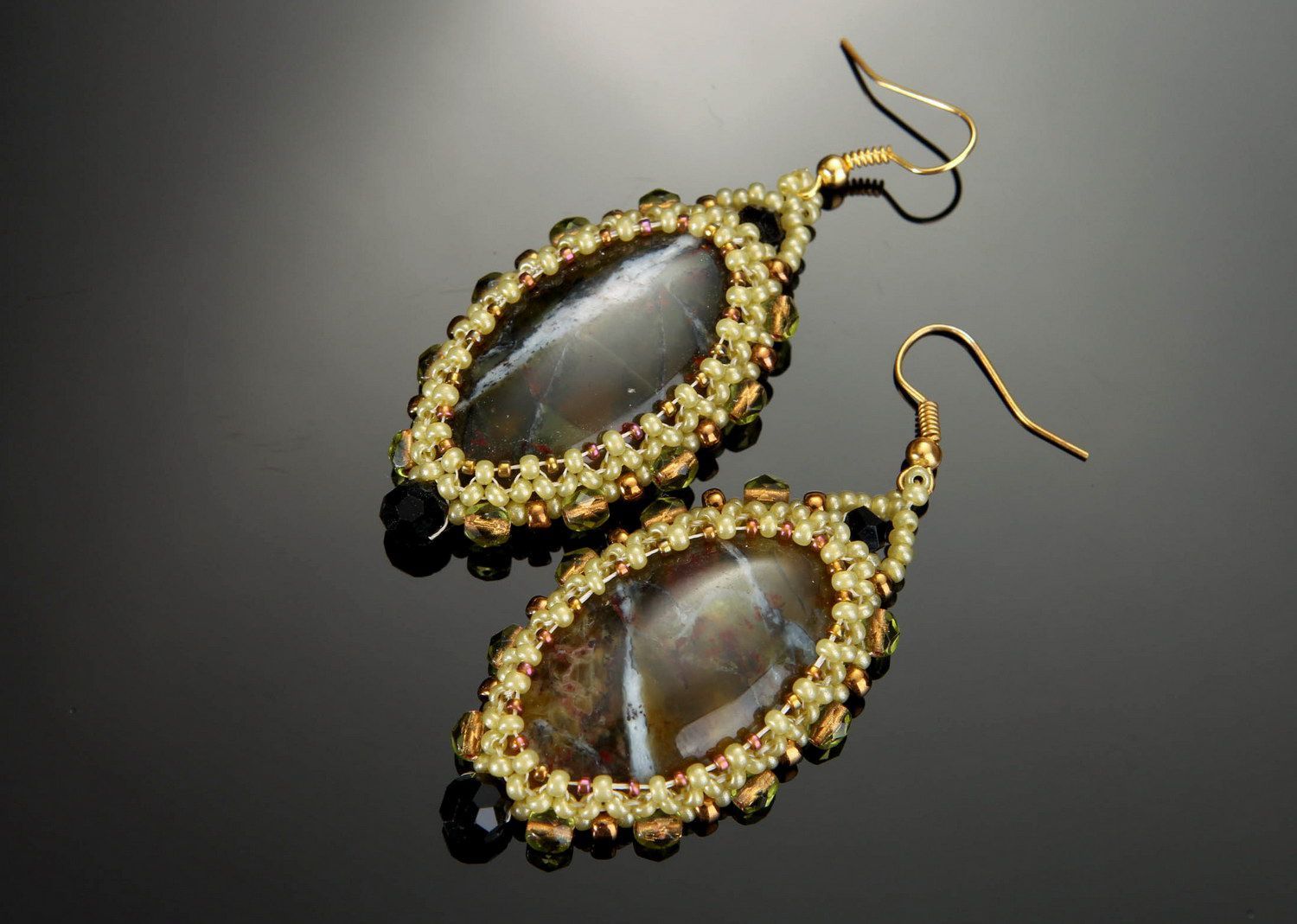 Earrings with african opal photo 2