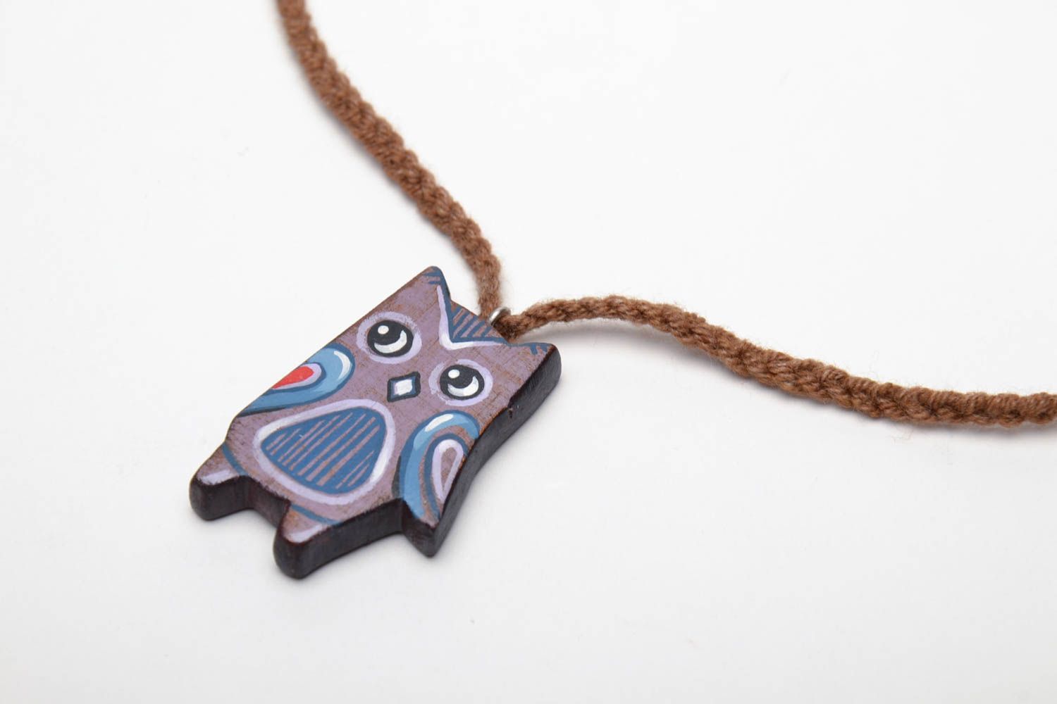 Wooden pendant in the shape of owl photo 3