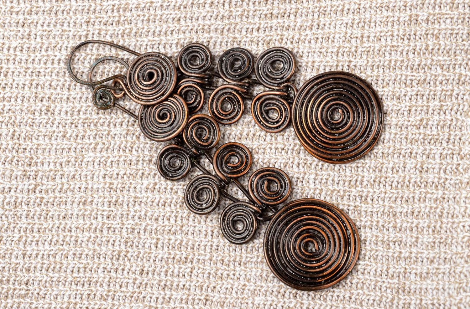 Handmade jewelry copper earrings dangling earrings cool earrings gifts for girls photo 5