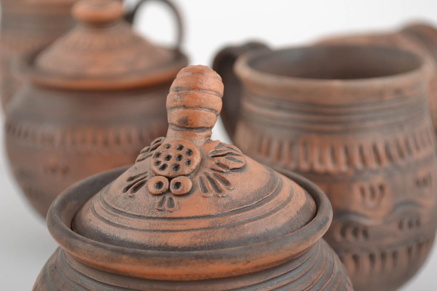 Beautiful handmade ceramic tableware set 5 pieces clay tea set ideas photo 5