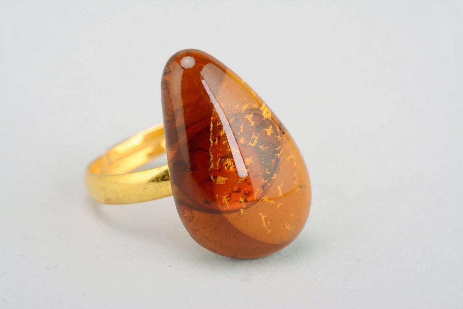 Ring made of fusing glass Golden Amber photo 1