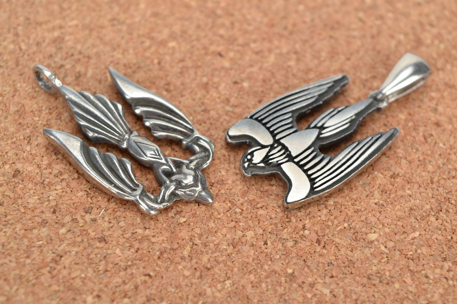 Fourniture métallique pour pendentifs en forme d'oiseaux 2 pièces faites main photo 4