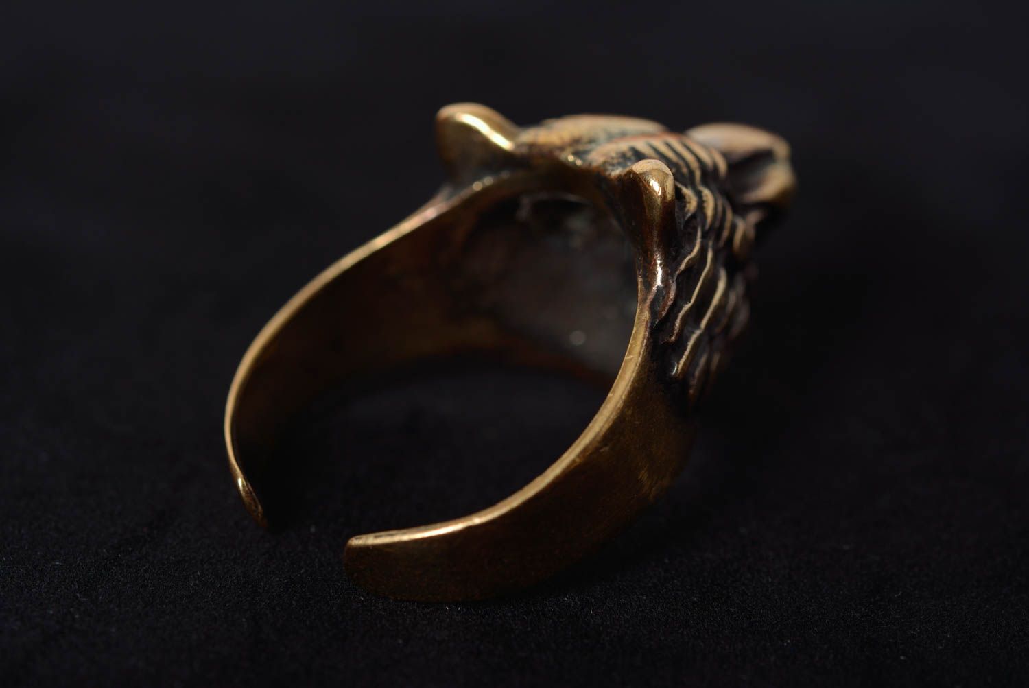 Кольцо из бронзы в виде головы медведя литое с регулируемым размером хэнд мэйд фото 5
