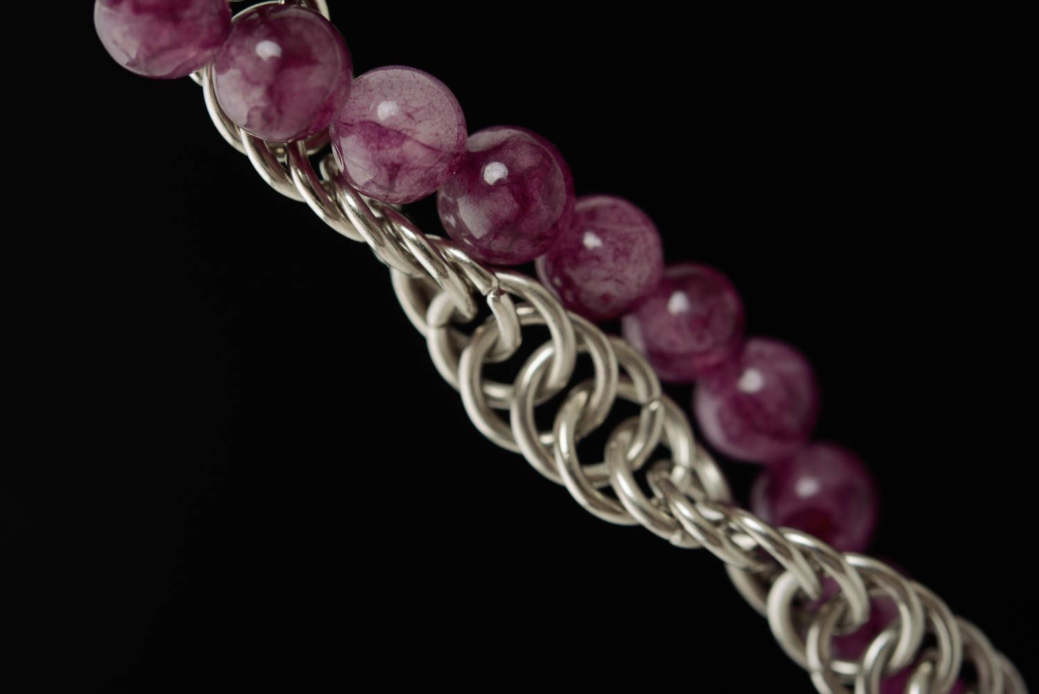 Designer bracelet with amethyst chain mail weaving handmade beautiful accessory photo 4