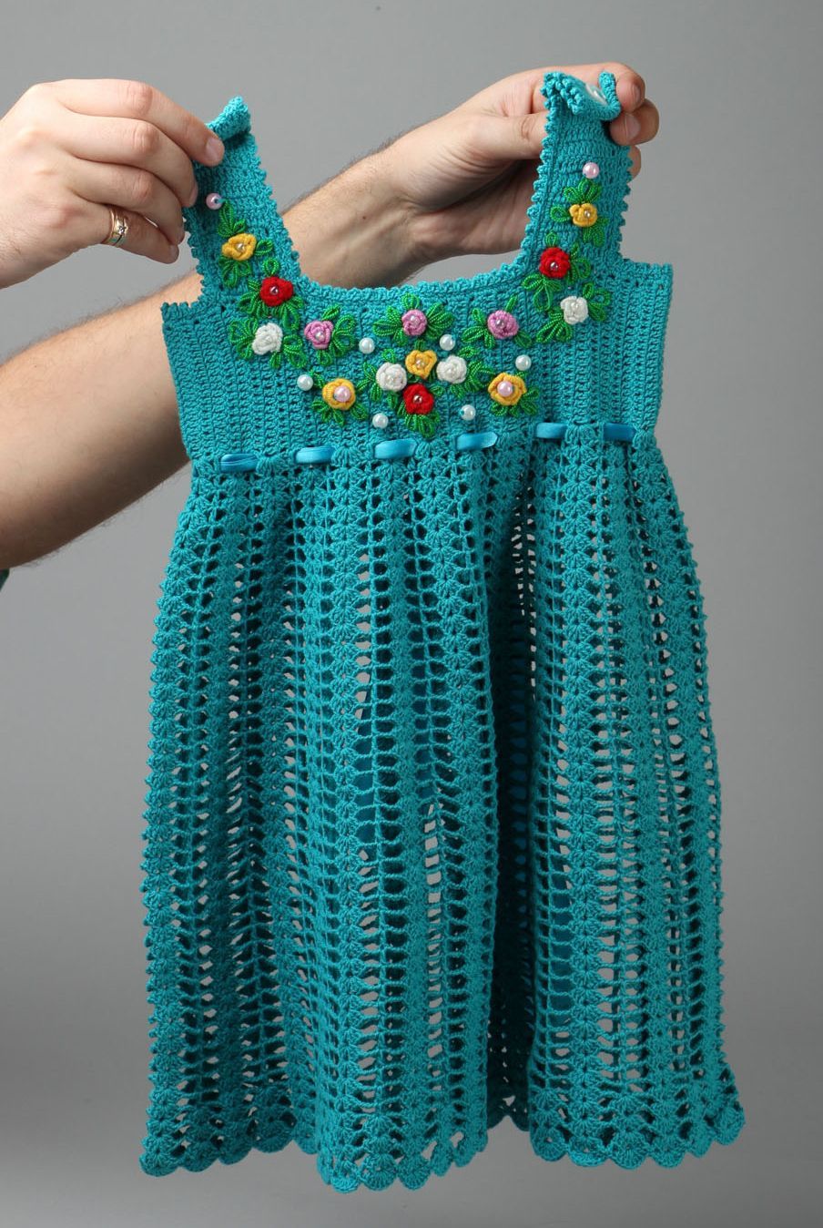 Crochet cotton dress for girl photo 4