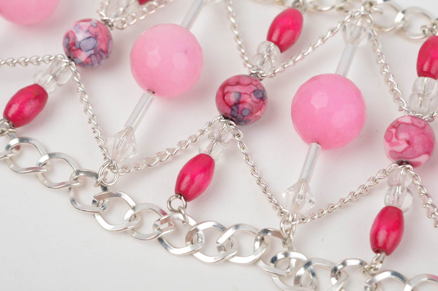 Handmade rosa Damen Collier Modeschmuck Halskette Accessoires für Frauen foto 5