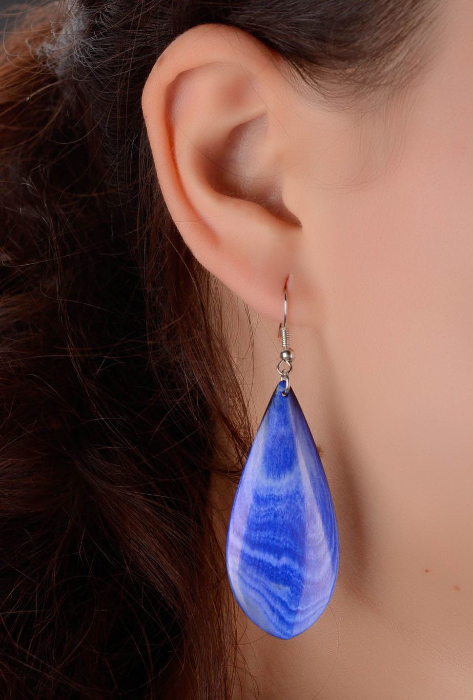 Hängende Ohrringe aus Kuhhorn Blätter foto 4
