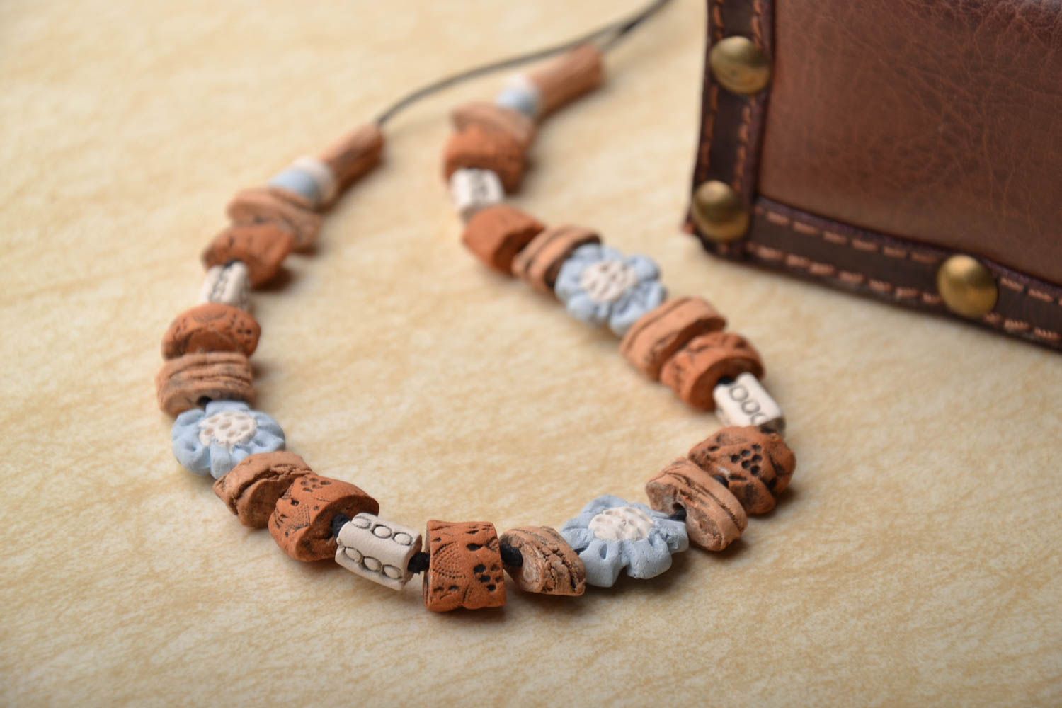 Beautiful ceramic bead necklace photo 1
