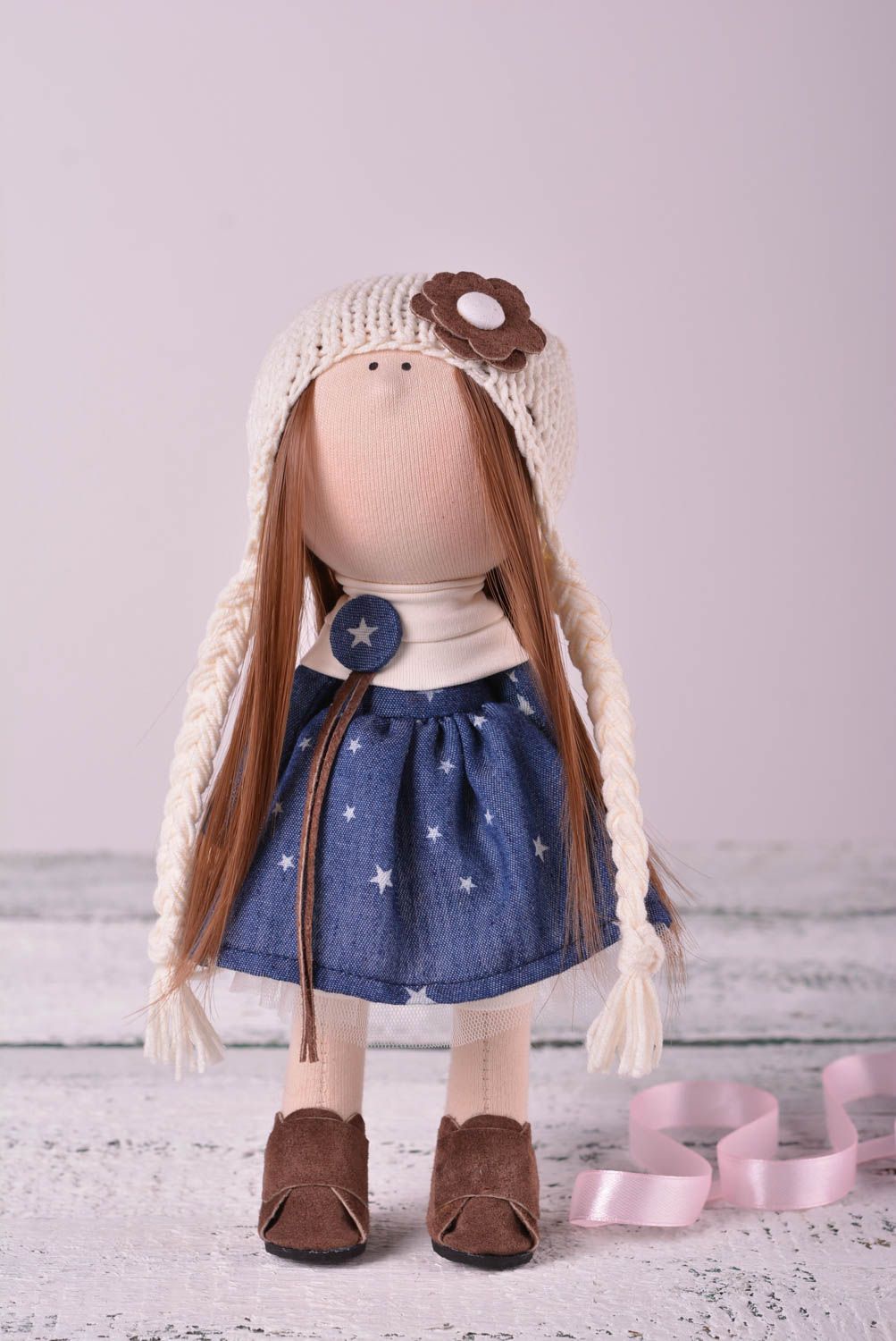 Кукла ручной работы кукла из ткани мягкая кукла из трикотажа в красивом платье фото 1