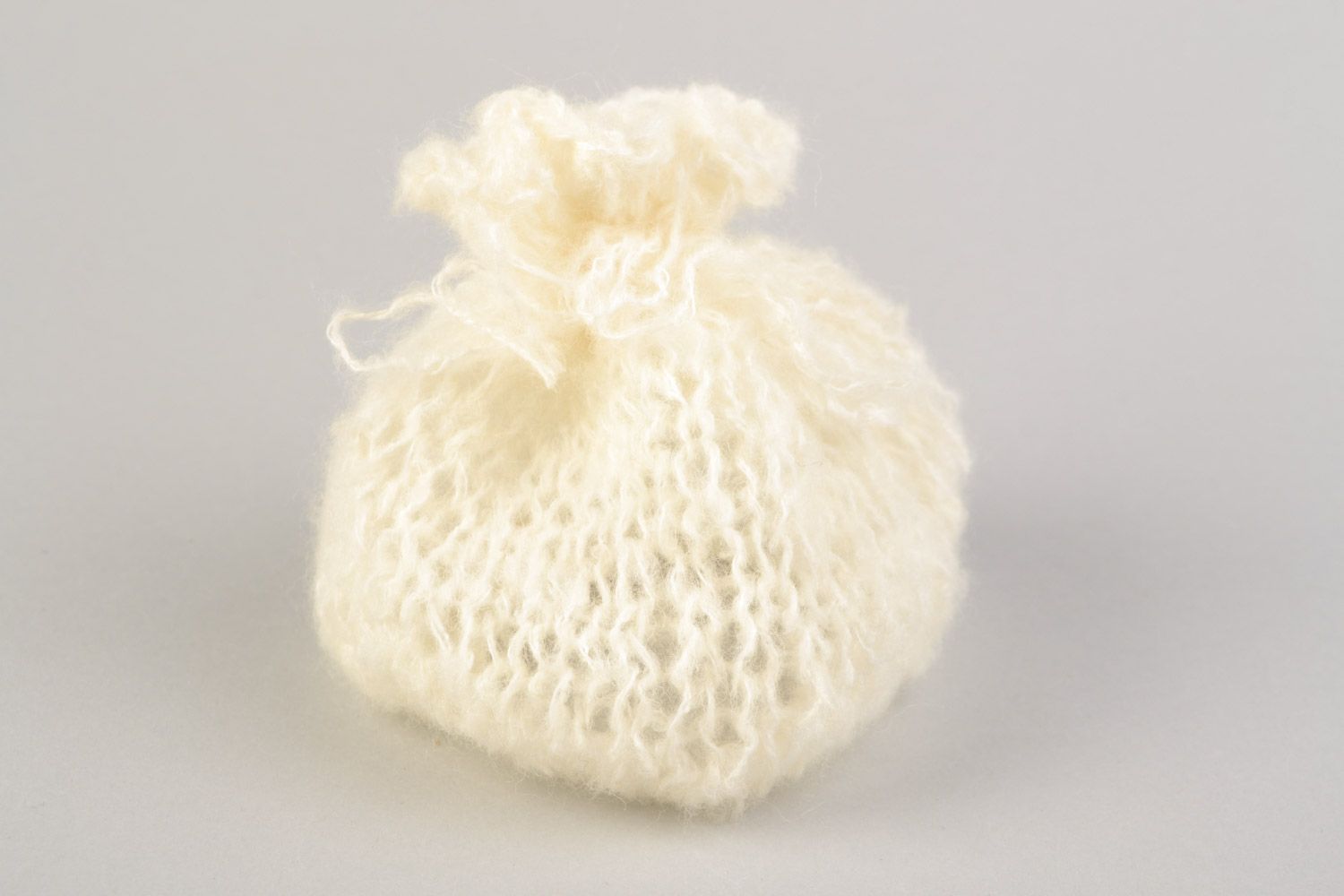 Openwork handmade crocheted baby hat for girls of gentle warm milky color up to 3 months photo 1