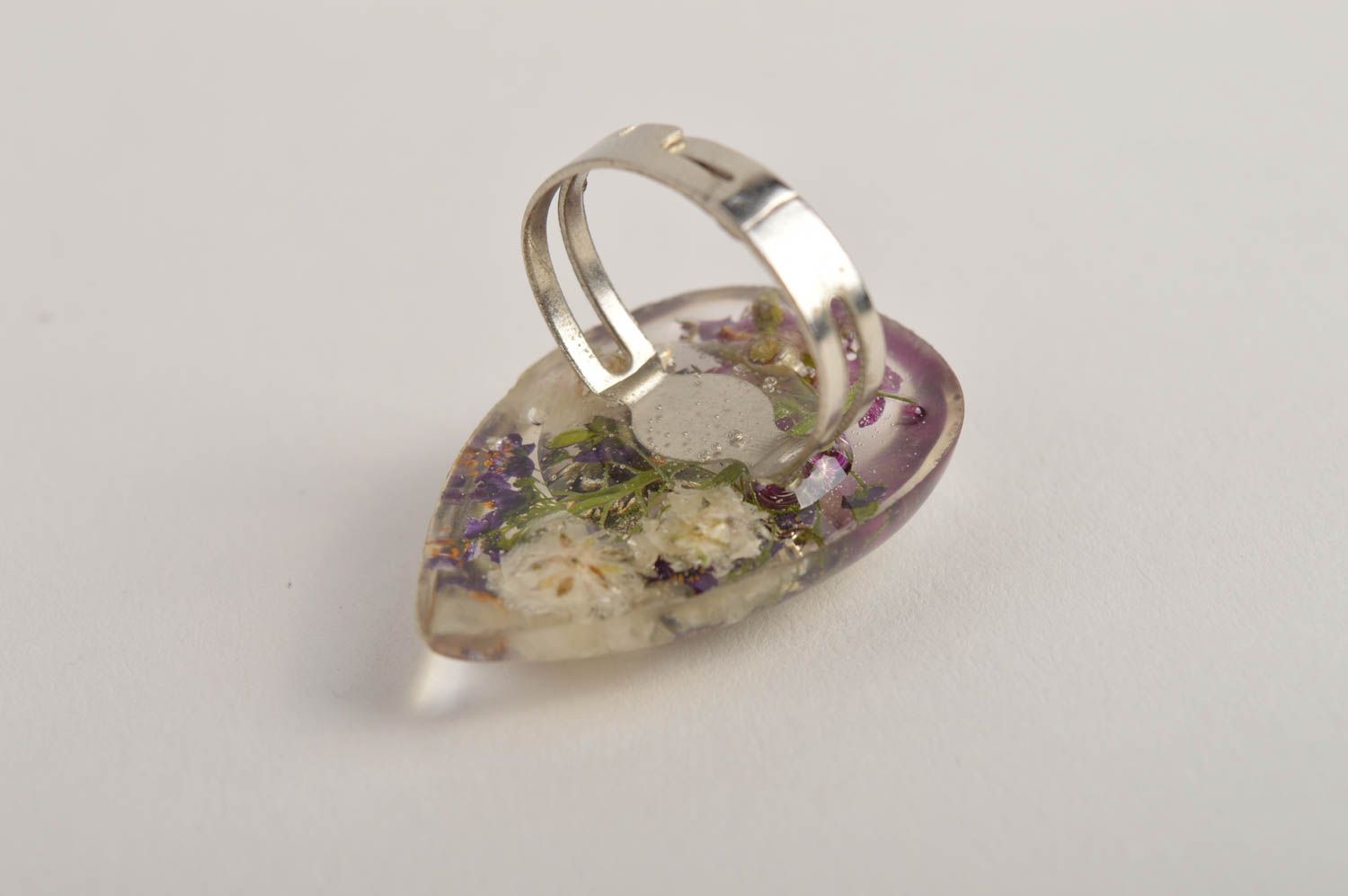 Кольцо ручной работы кольцо из эпоксидной смолы модное кольцо с цветами фото 3