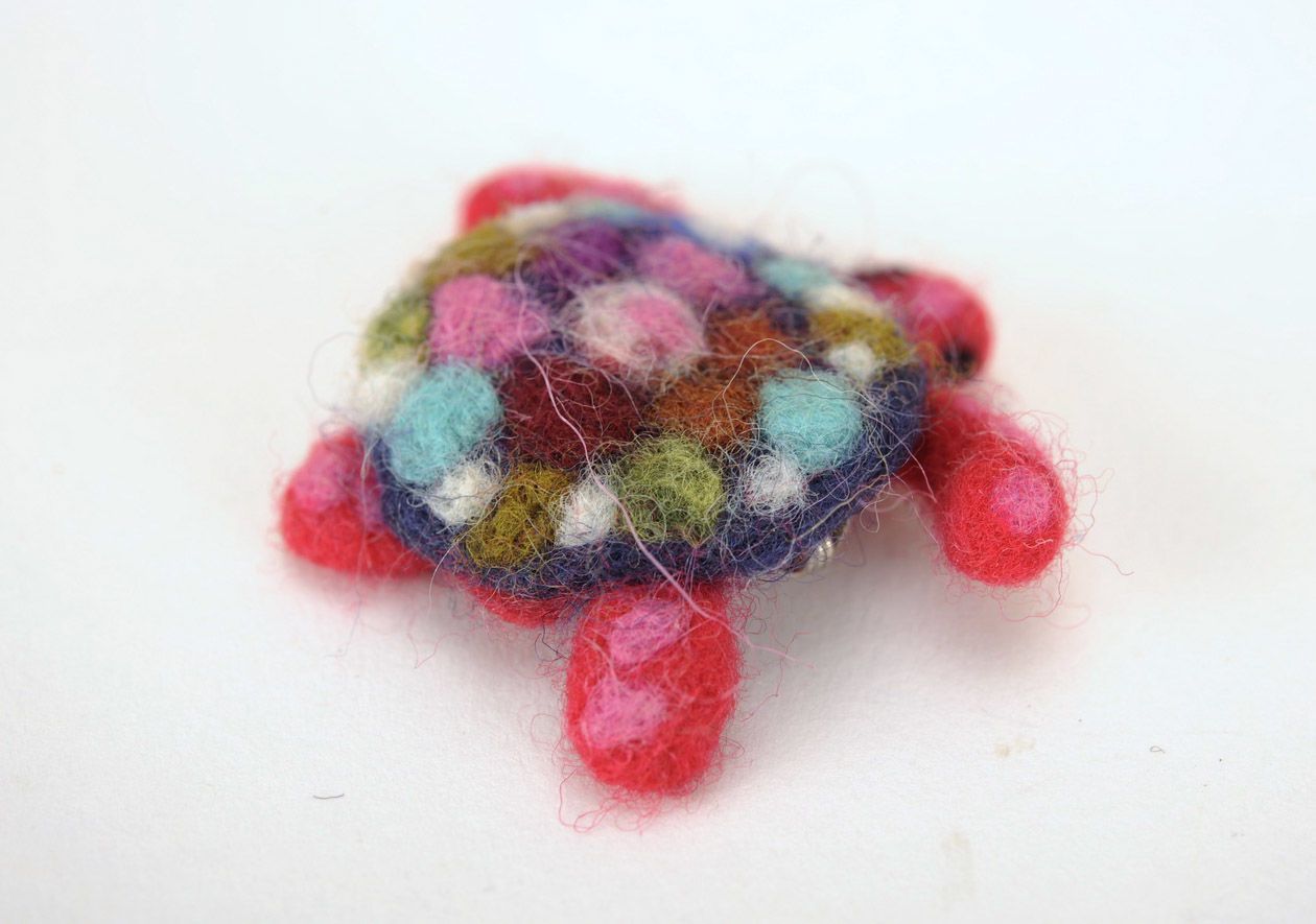 Brooch made using felting technique Little turtle photo 4