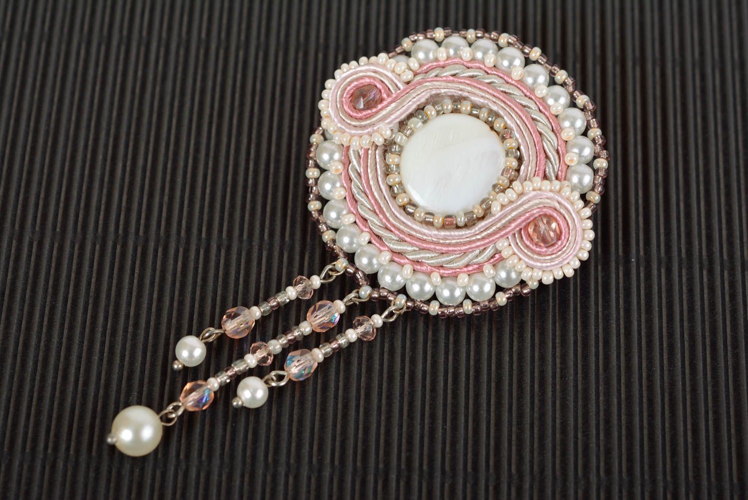 Soutache jewelry handmade tie necklace with crystal silk jewelry for women photo 4