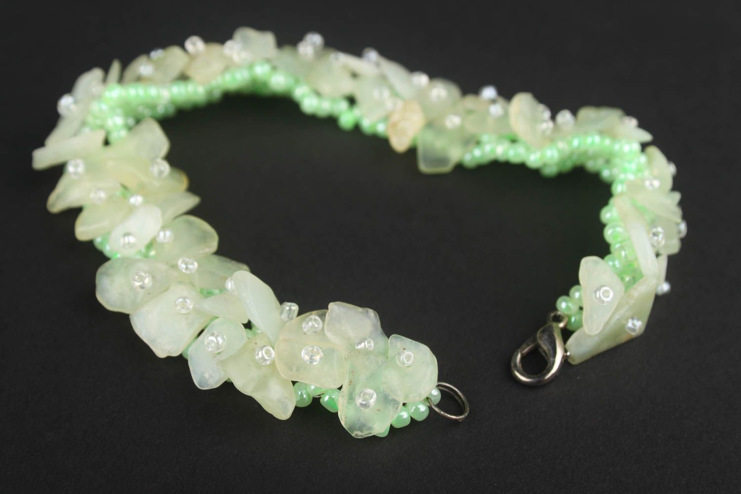 Bracelet pierres fines Bijou fait main vert clair élégant Cadeau pour femme photo 5