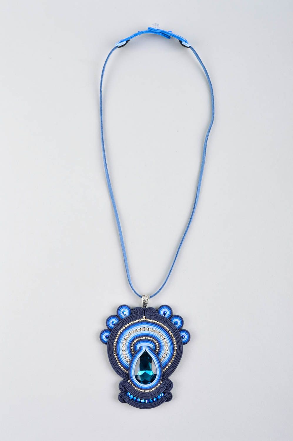 Stylish pendant handmade blue accessory feminine designer jewelry photo 2