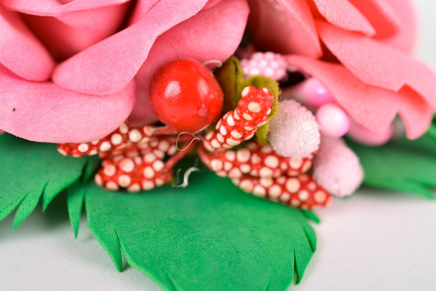 Handgefertigt Blumen Haargummi Damen Haarschmuck Frauen Geschenk grün rosa foto 4