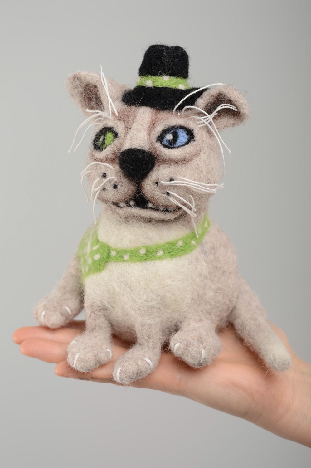 Felted wool toy Inspector Cat photo 5