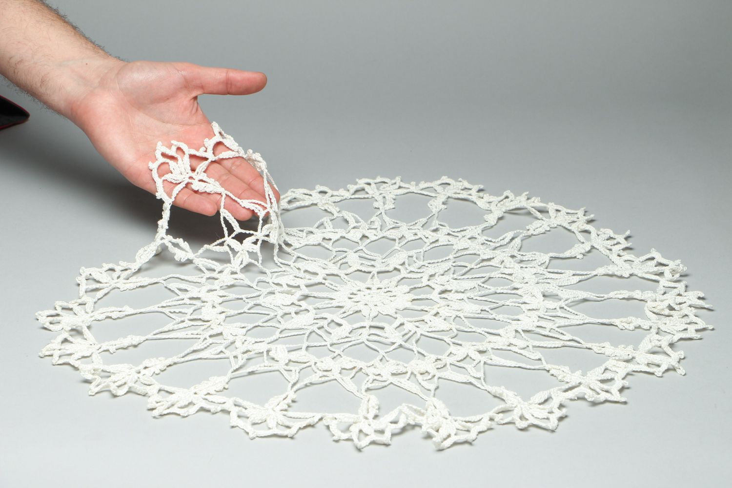 Large decorative crochet table napkin photo 3