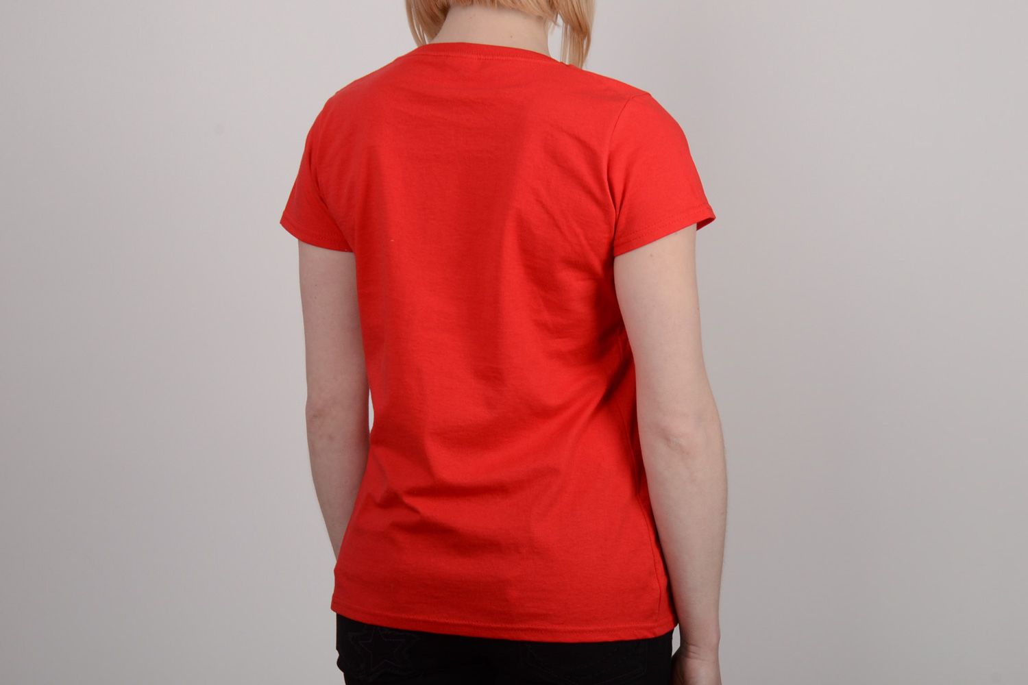 T-shirt rouge avec chat peint d'acrylique fait main original et pratique unisexe photo 5