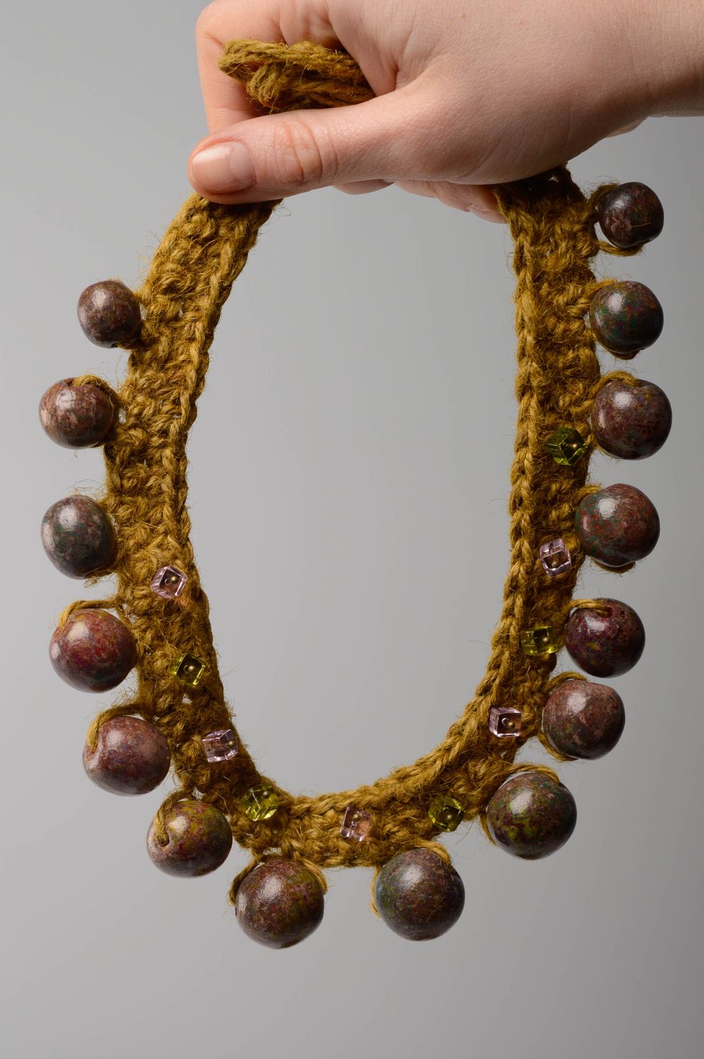 Textil Collier mit Perlen gehäkelt foto 5