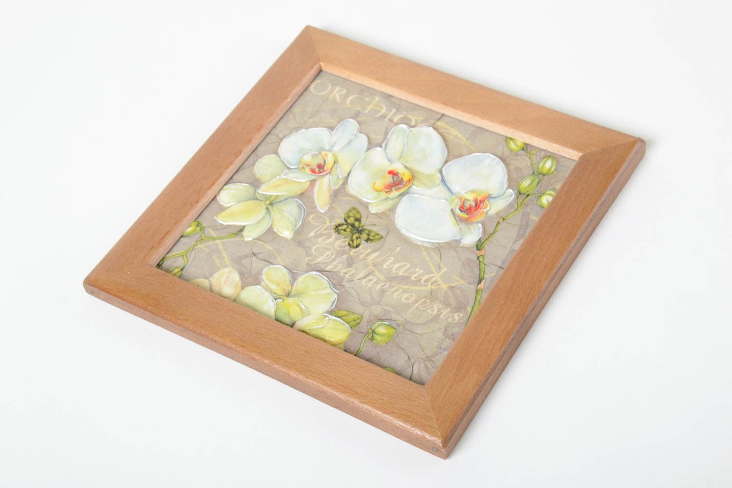 Panel decorativo adorno artesanal decoración de interior Orquídea blanca foto 2