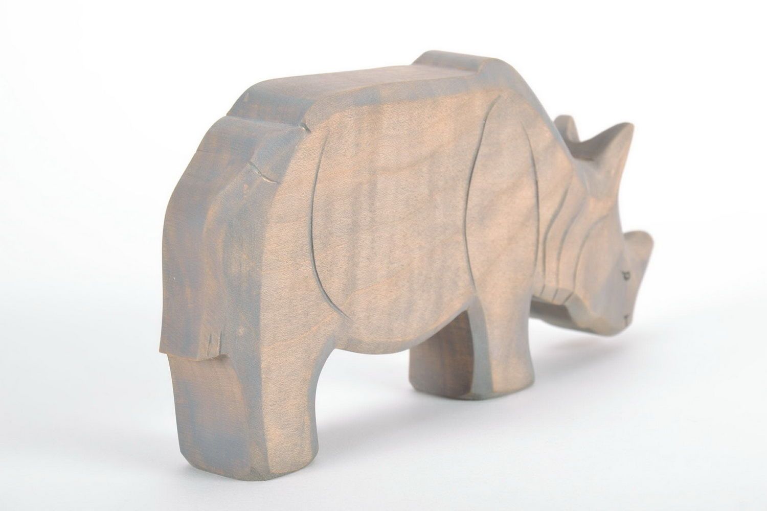 Figurine rhinocéros Jouet en bois fait main original Décoration d'intérieur photo 4