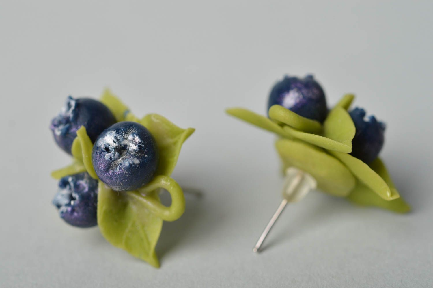 Handmade polymer clay earrings plastic stud earrings with berries summer jewelry photo 4