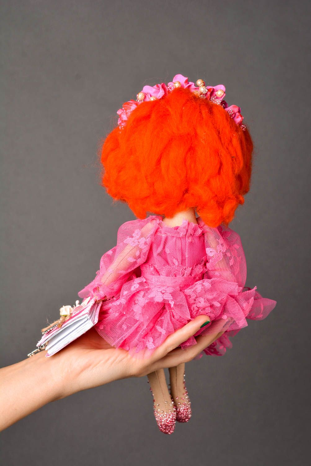 Кукла ручной работы кукла из ткани авторская мягкая кукла с рыжими волосами фото 2