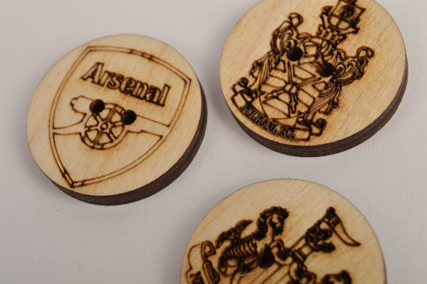 Handmade plywood blank wooden button 3 pieces needlework accessories gift ideas photo 5