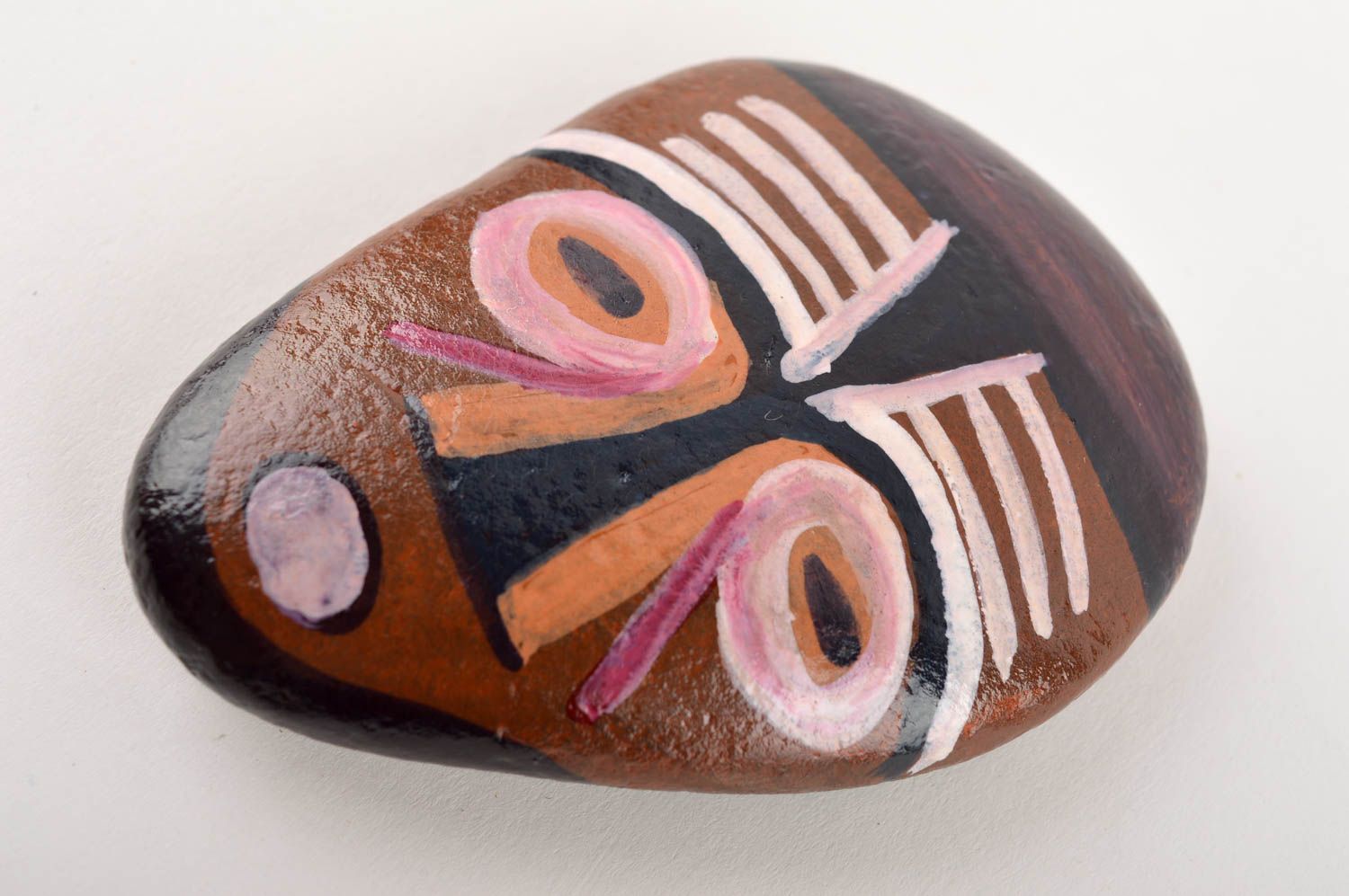 Раскрашенный камень ручной работы маска воин декор для дома морской камень фото 3