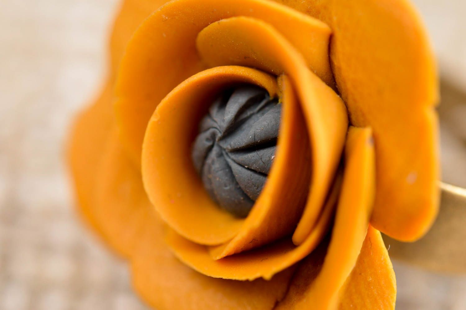 Кольцо ручной работы украшение из полимерной глины украшение кольцо желтая роза фото 5