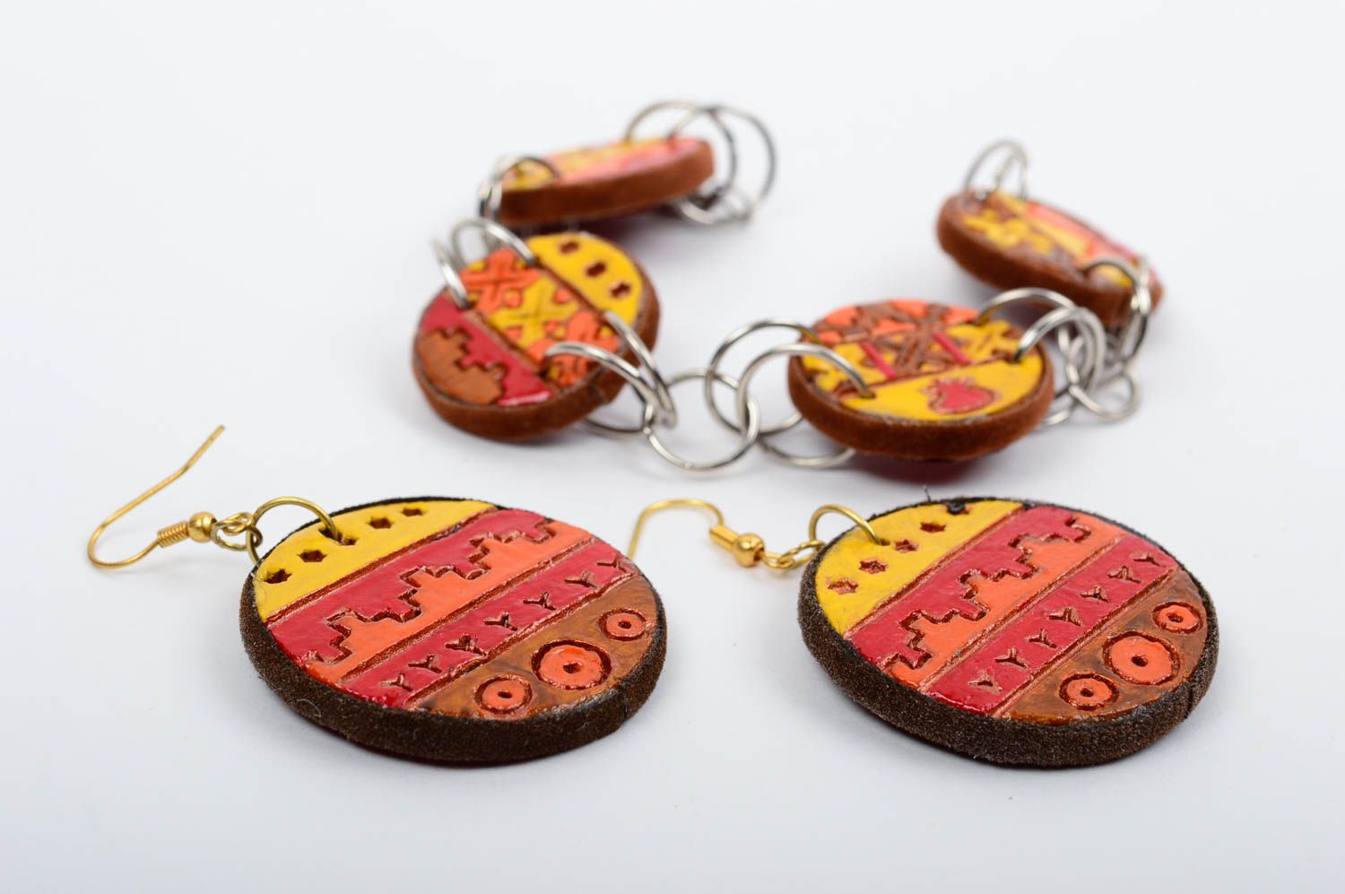 Handmade plastic jewelry set designs ceramic earrings ceramic bracelet photo 2