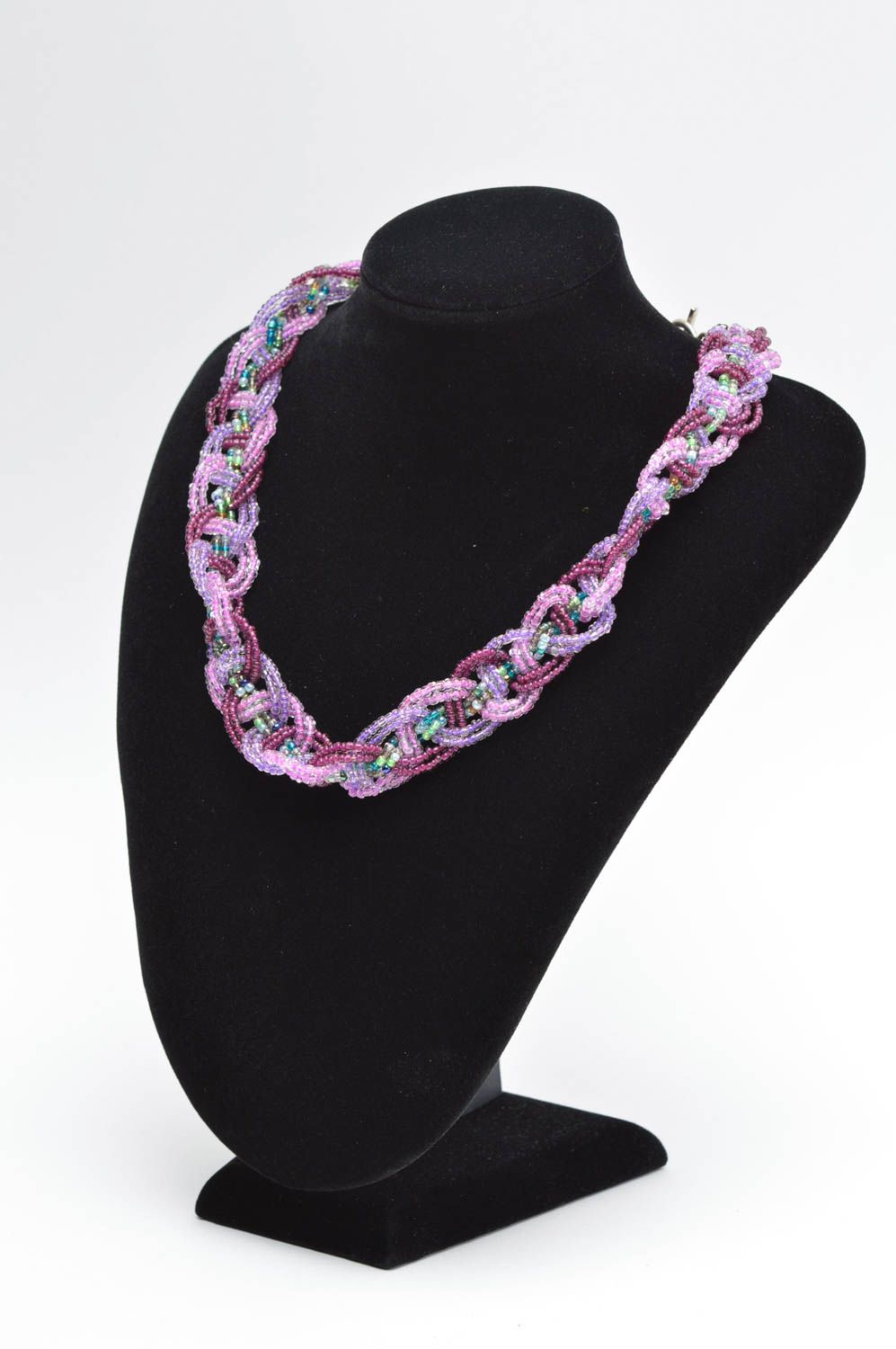 Collier en perles de rocaille Bijou fait main mauve-violet Cadeau pour femme photo 5