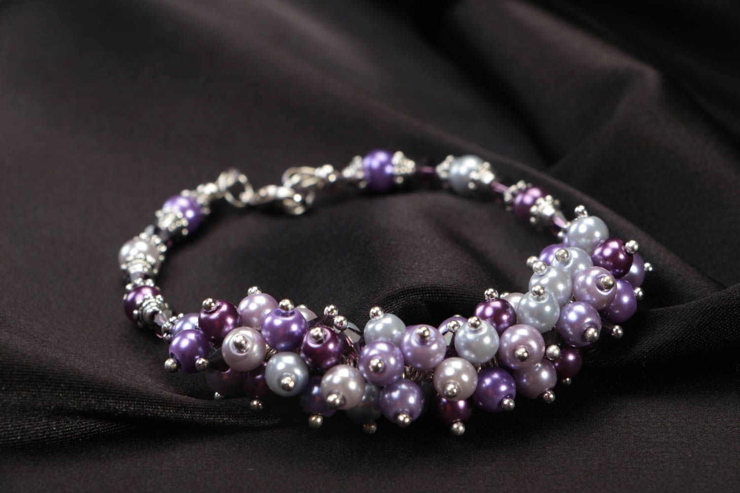 Bracelet fait main avec perles de céramique mauves accessoire original cadeau photo 1
