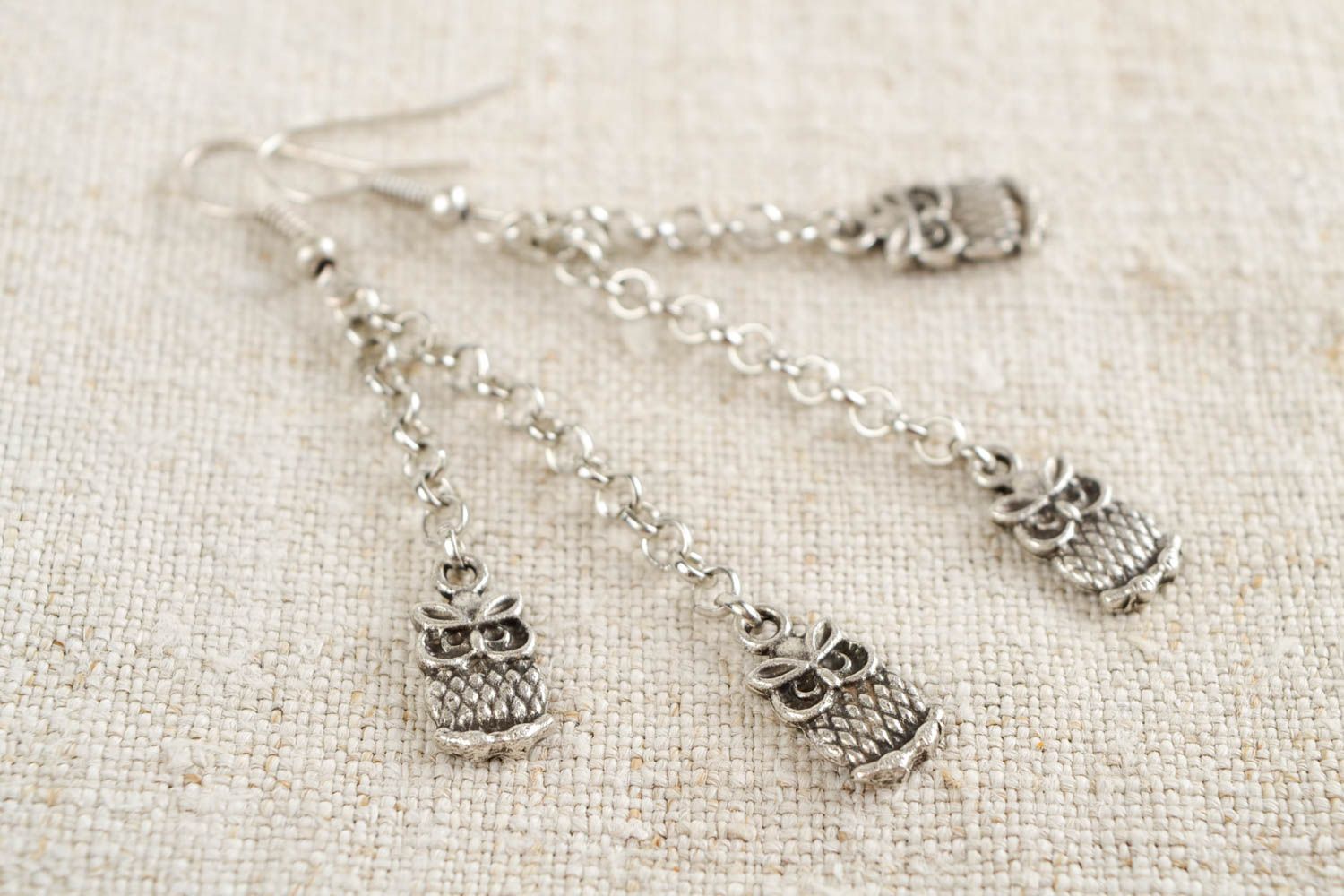 Handmade metal earrings long designer accessories women fashion gift idea  photo 1
