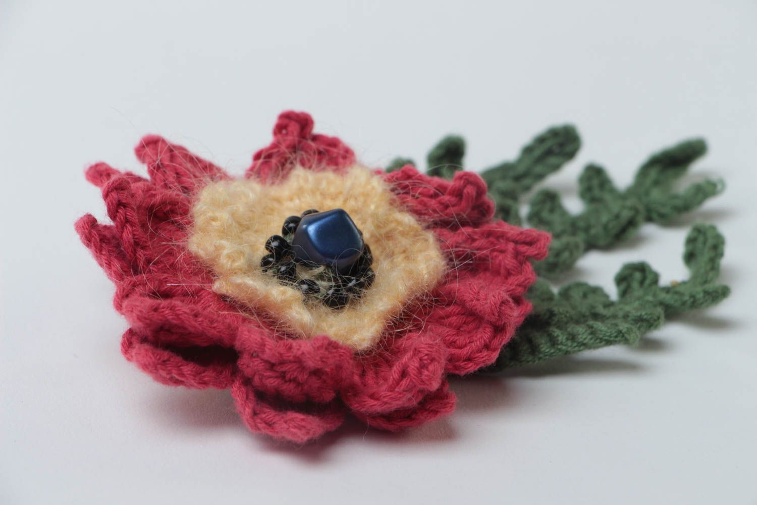 Handmade lovely brooch textile beautiful jewelry stylish flower accessory photo 3