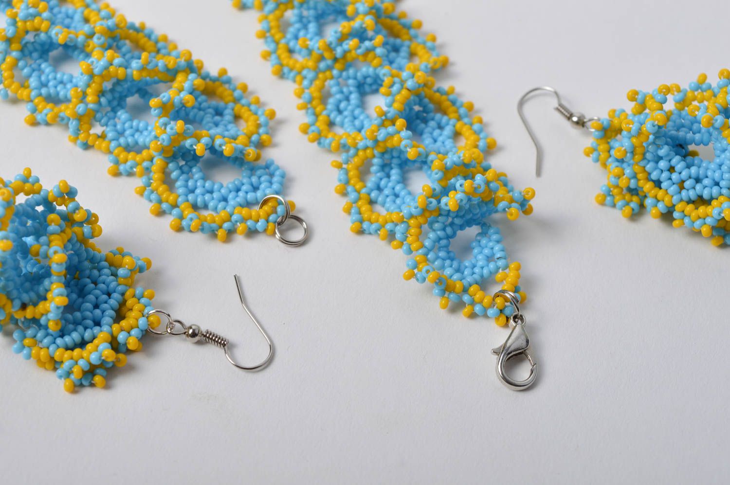 Handmade beaded necklace beaded earrings artisan jewelry designs 2 pieces photo 4